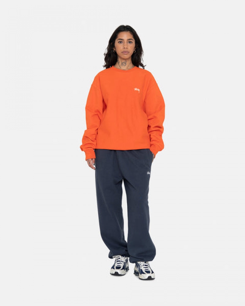 Orange Men's Stussy Overdyed Stock Logo Crew Sweatshirts Bangkok | Thailand SJJ-0777