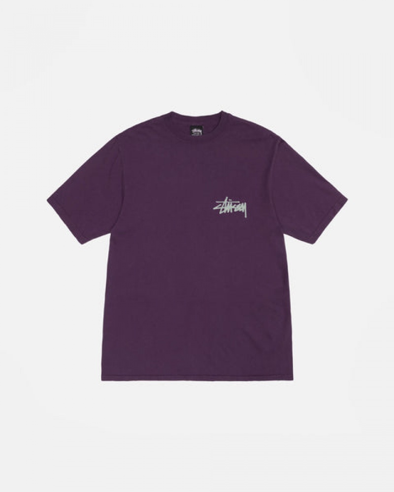 Purple Men's Stussy Old Phone Tee Pigment Dyed Tees Bangkok | Thailand PAR-7974