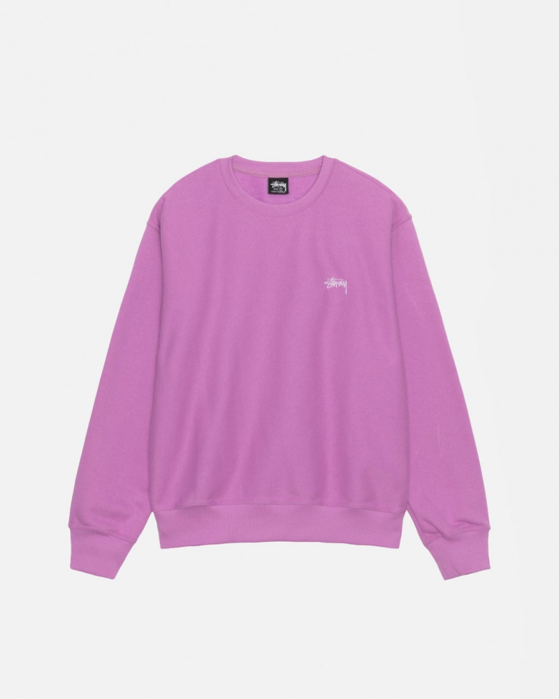 Purple Men\'s Stussy Stock Logo Crew Sweatshirts Bangkok | Thailand VYM-1089