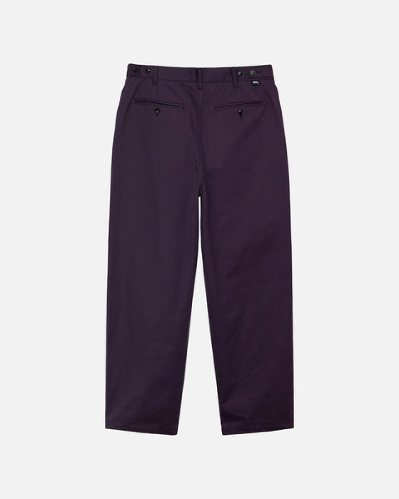 Purple Men's Stussy Twill Volume Pleated Trouser Pants Bangkok | Thailand YKU-6239