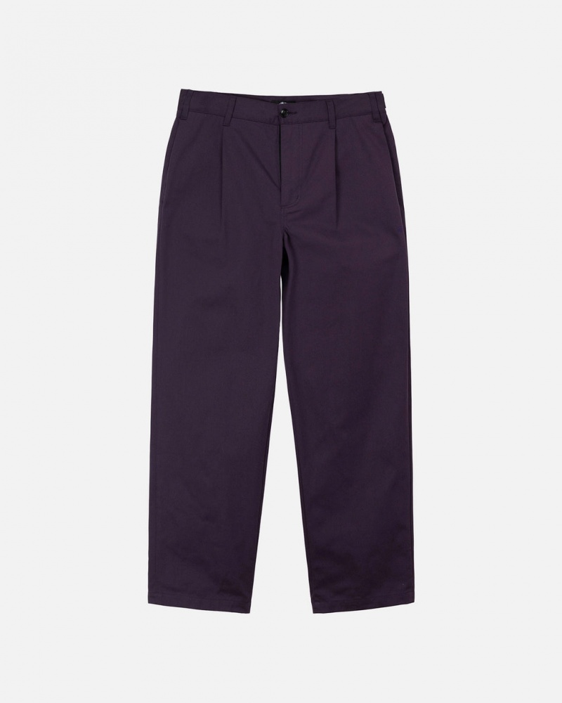 Purple Men\'s Stussy Twill Volume Pleated Trouser Pants Bangkok | Thailand YKU-6239