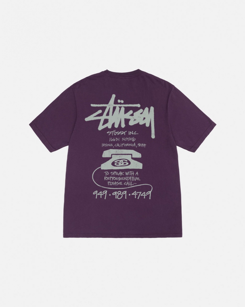 Purple Women\'s Stussy Old Phone Tee Pigment Dyed Tees Bangkok | Thailand LFI-6853