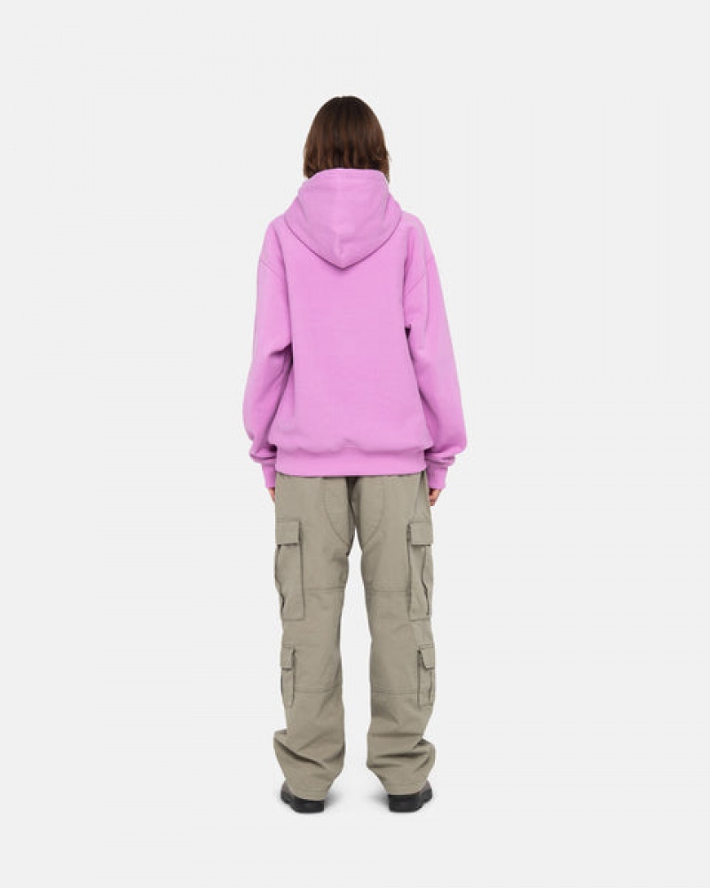 Purple Women's Stussy Stock Logo Hood Sweatshirts Bangkok | Thailand JUI-8420