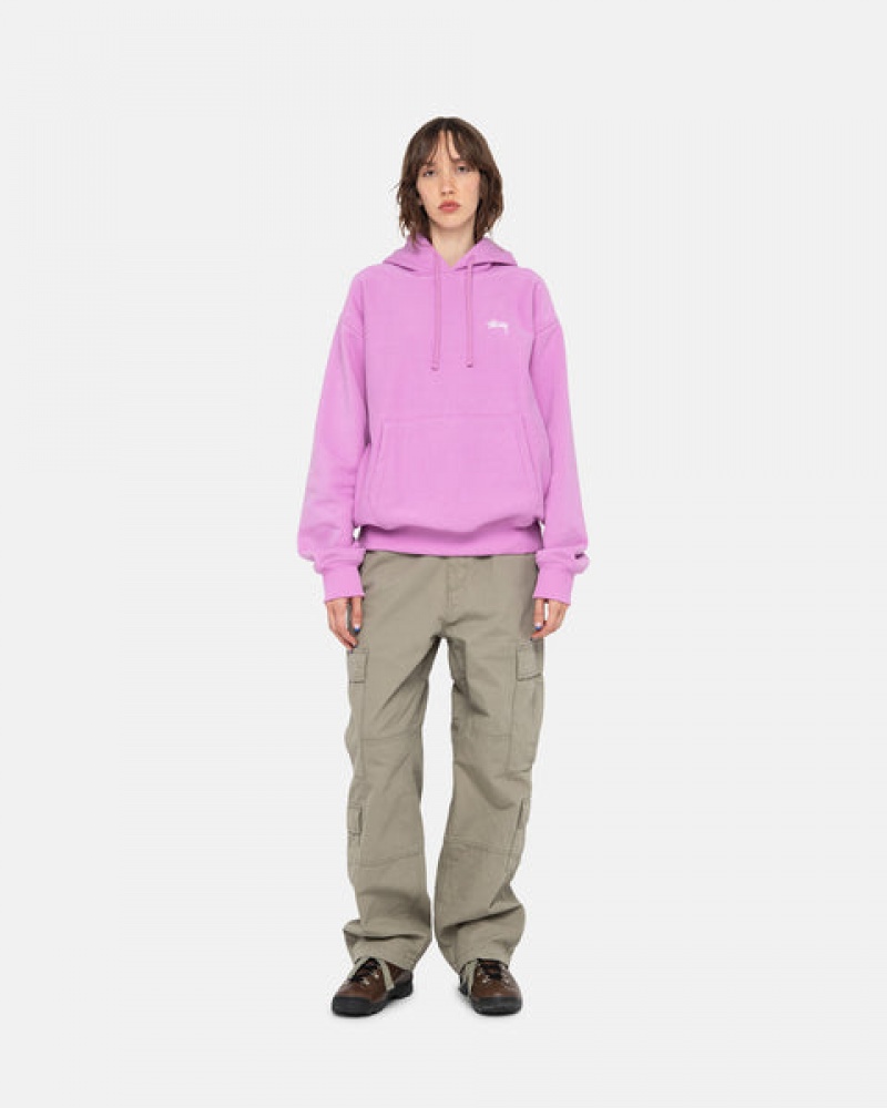 Purple Women's Stussy Stock Logo Hood Sweatshirts Bangkok | Thailand JUI-8420