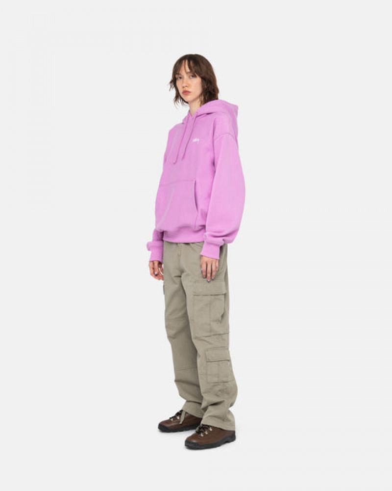 Purple Women's Stussy Stock Logo Hood Sweatshirts Bangkok | Thailand JUI-8420