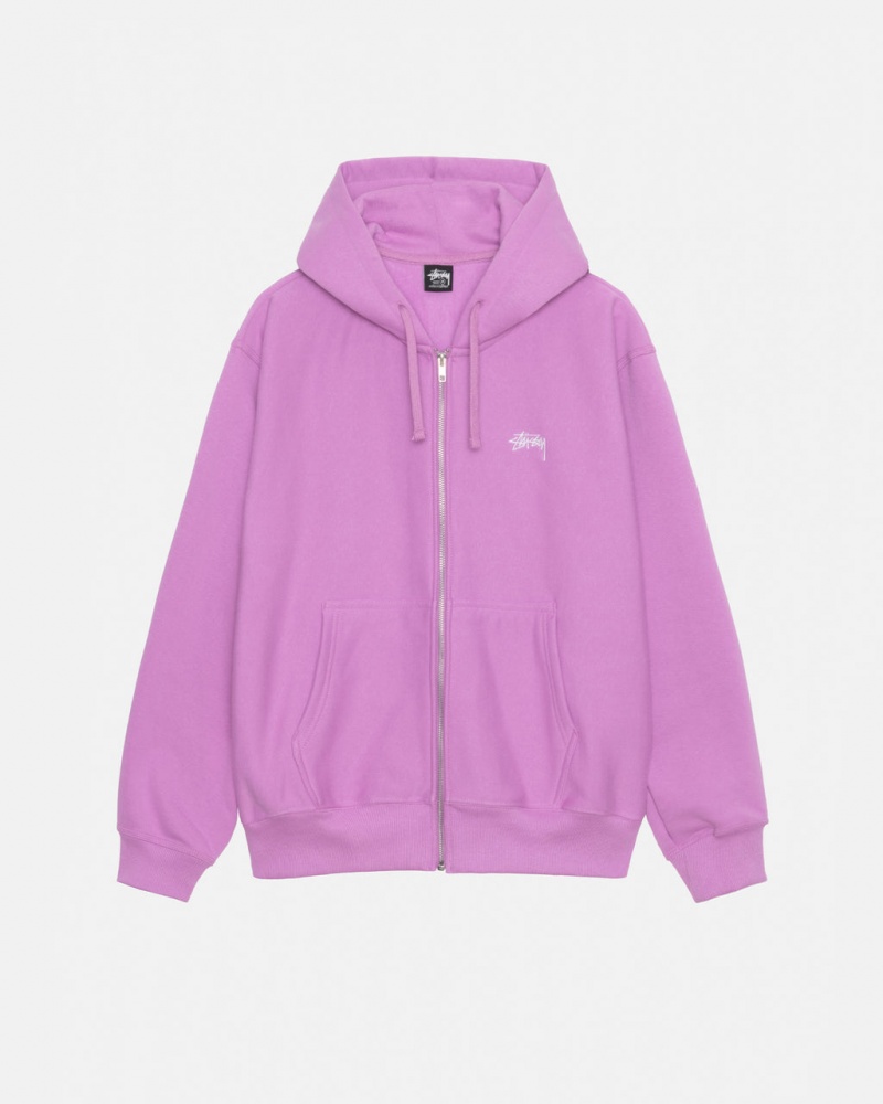 Purple Women\'s Stussy Stock Logo Zip Hood Sweatshirts Bangkok | Thailand TUX-0192