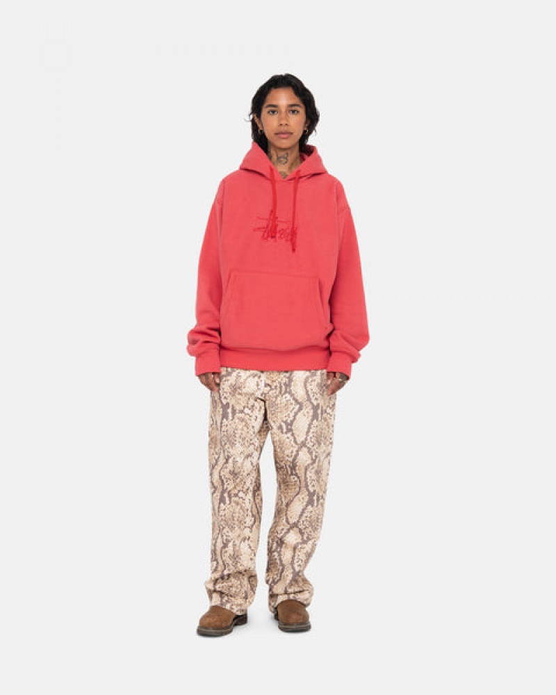 Red Women's Stussy Basic Applique Hood Sweatshirts Bangkok | Thailand QBB-6105