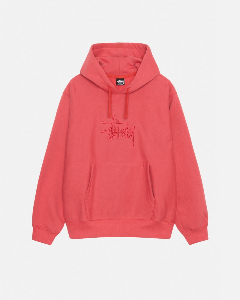 Red Women\'s Stussy Basic Applique Hood Sweatshirts Bangkok | Thailand QBB-6105