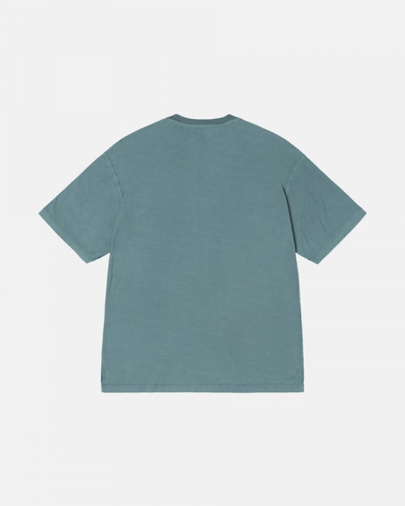 Turquoise Men's Stussy Pig. Dyed Inside Out Crew Tees Bangkok | Thailand IKA-8433