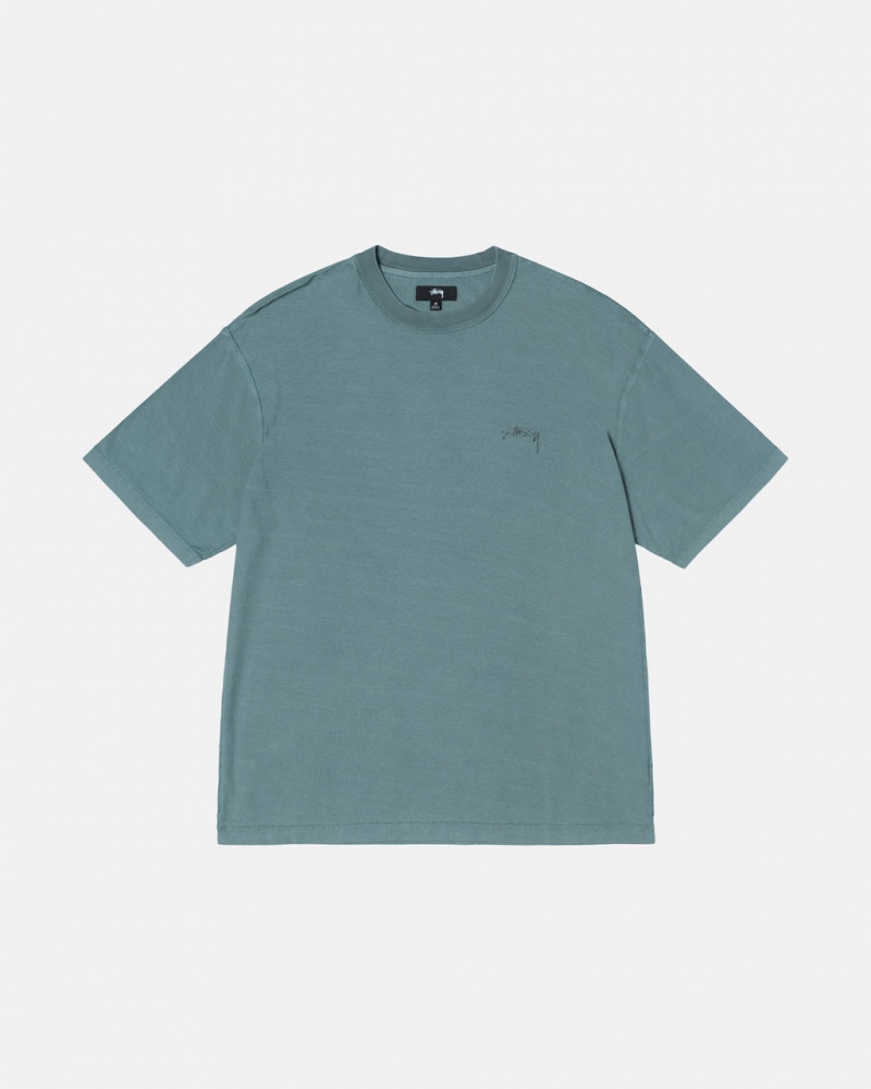 Turquoise Men\'s Stussy Pig. Dyed Inside Out Crew Tees Bangkok | Thailand IKA-8433