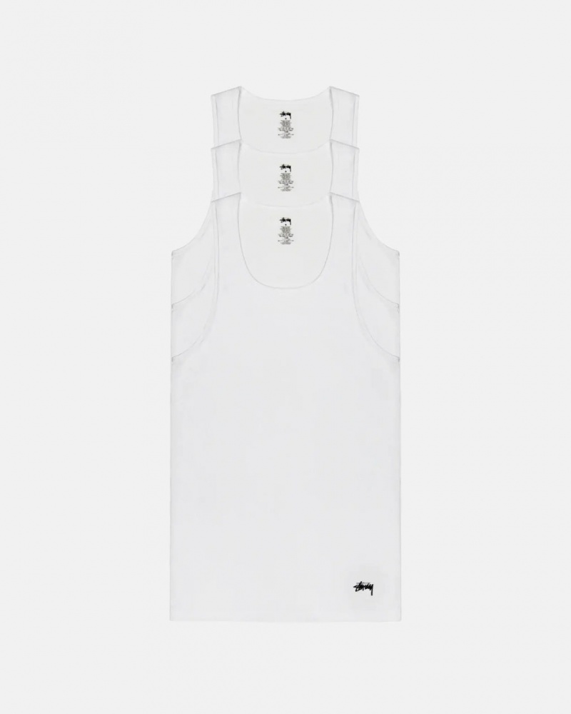 White Men\'s Stussy Stussy Tank Undershirt Shirts Bangkok | Thailand VRM-3243