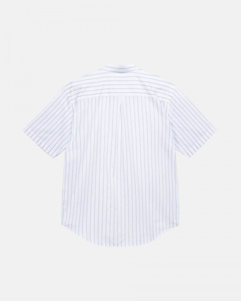 White Women's Stussy Boxy Striped Shirts Bangkok | Thailand RNC-4837