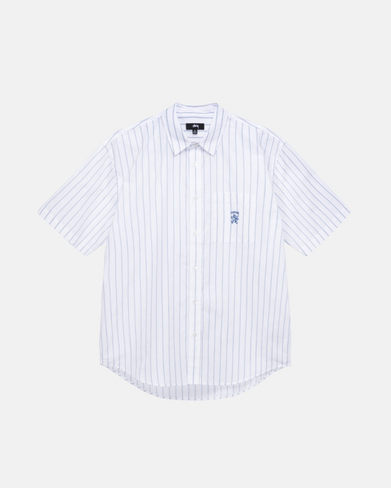 White Women\'s Stussy Boxy Striped Shirts Bangkok | Thailand RNC-4837