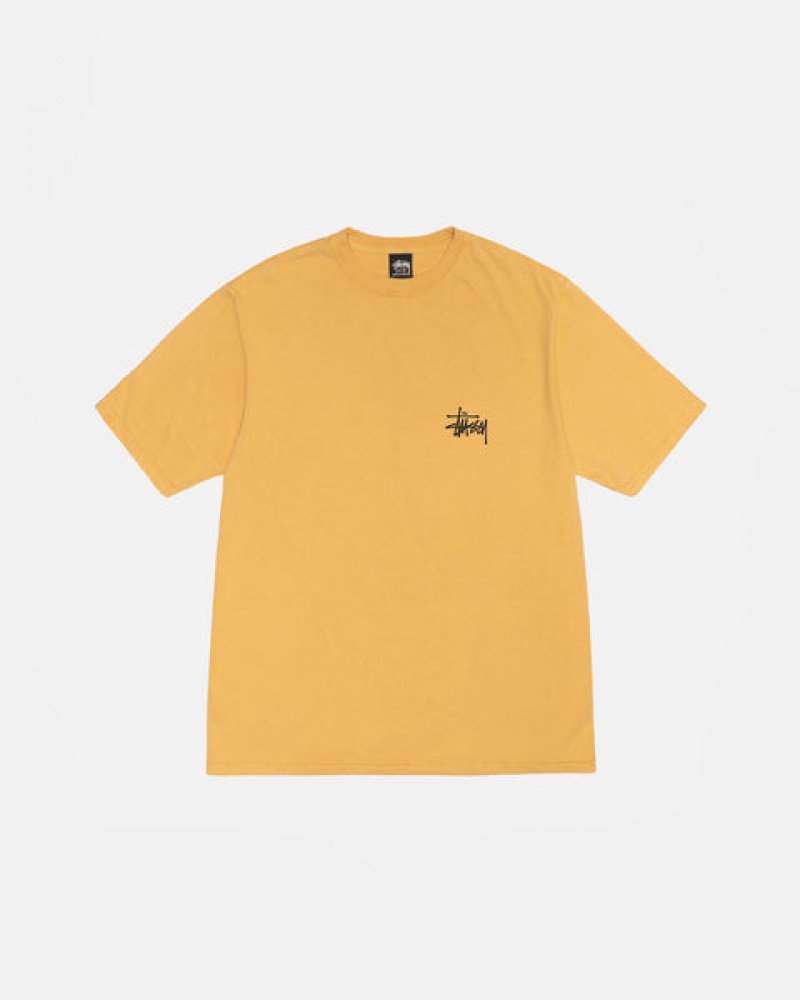 Yellow Men's Stussy Basic Stussy Tee Pigment Dyed Tees Bangkok | Thailand BTF-3858