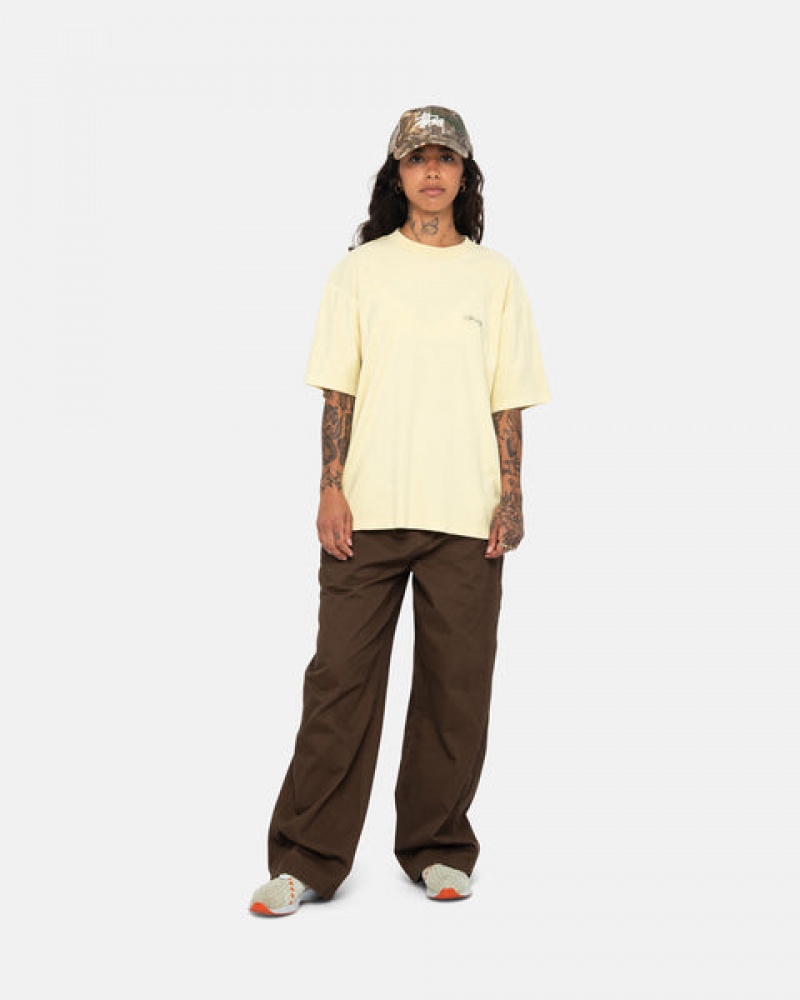 Yellow Women's Stussy Pig. Dyed Inside Out Crew Tees Bangkok | Thailand WTR-9684