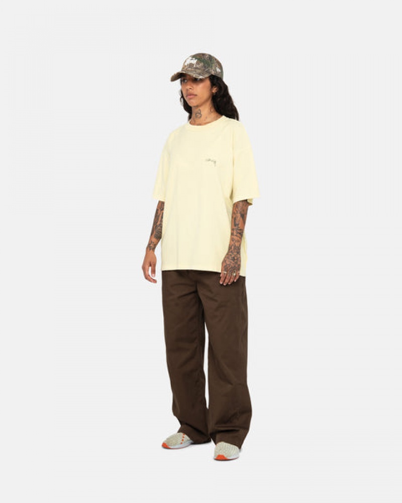 Yellow Women's Stussy Pig. Dyed Inside Out Crew Tees Bangkok | Thailand WTR-9684