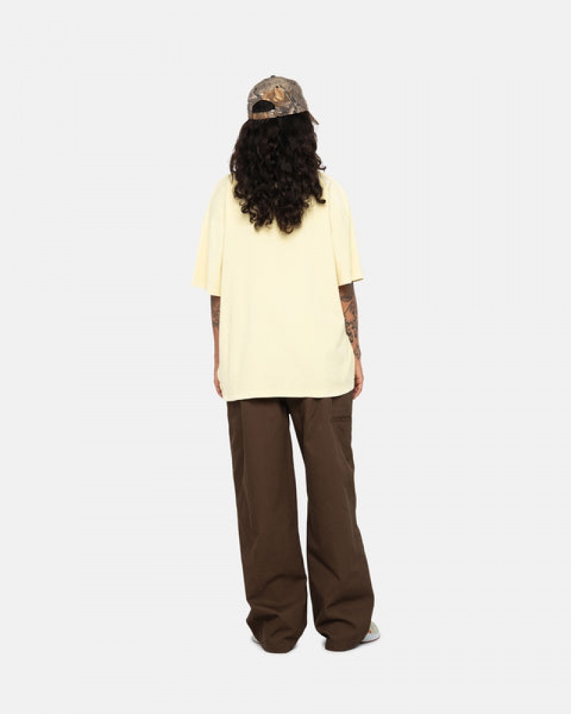 Yellow Women's Stussy Pig. Dyed Inside Out Crew Tees Bangkok | Thailand WTR-9684