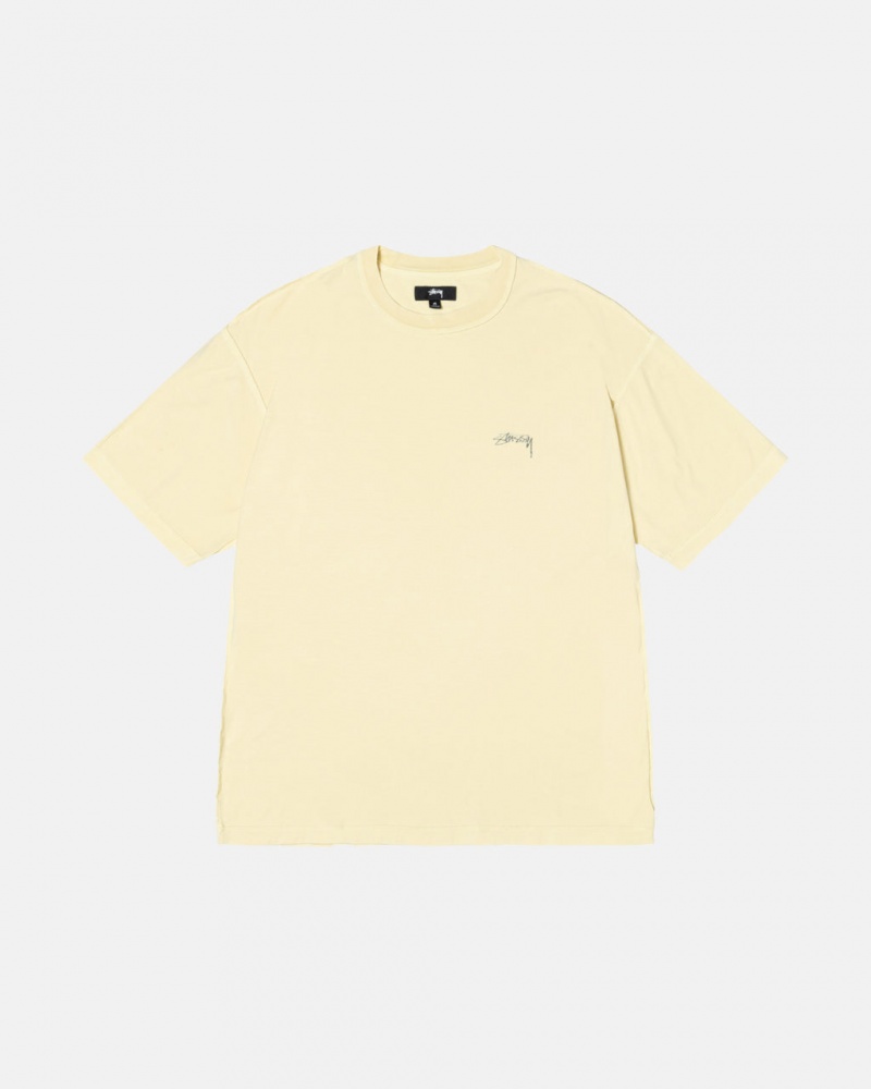 Yellow Women\'s Stussy Pig. Dyed Inside Out Crew Tees Bangkok | Thailand WTR-9684